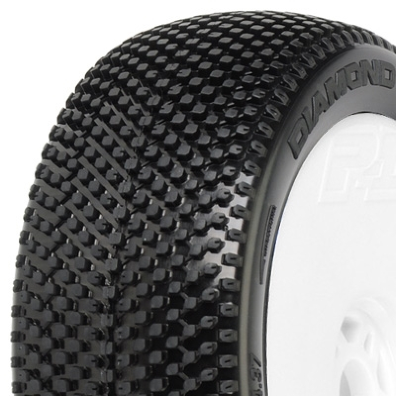 Proline Diamond X3 Tyres Premounted on Lightweight White Wheels (2) 1/8 Buggy PL9049-033