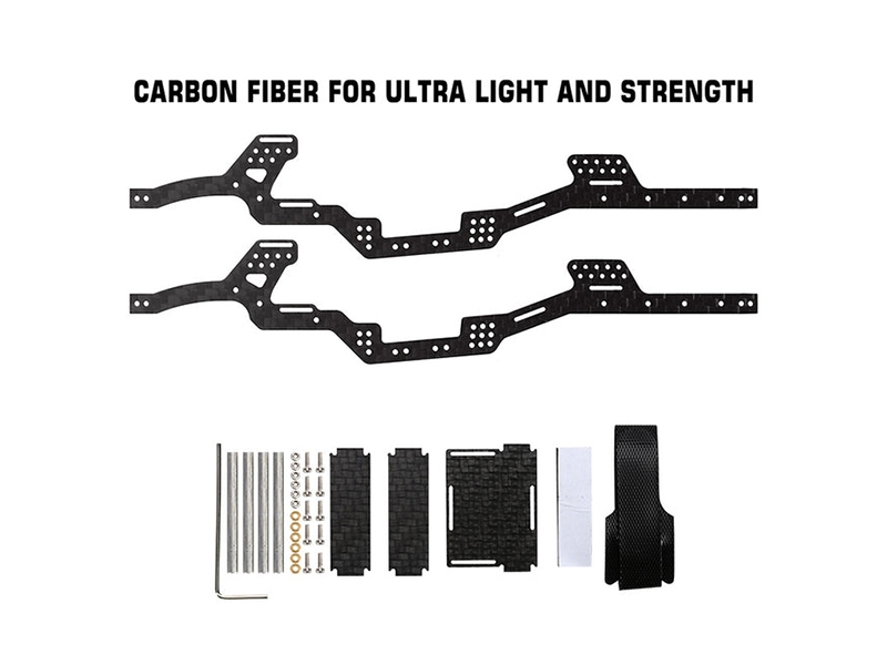 Injora LCG Carbon Fiber Chassis Kit 6 Degree Angled Frame for SCX24 C10 JLU Deadbolt B17 Bronco SCX24-120