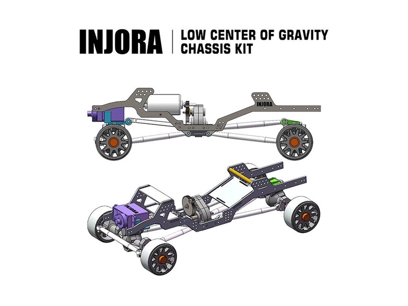 Injora LCG Carbon Fiber Chassis Kit 6 Degree Angled Frame for SCX24 C10 JLU Deadbolt B17 Bronco SCX24-120