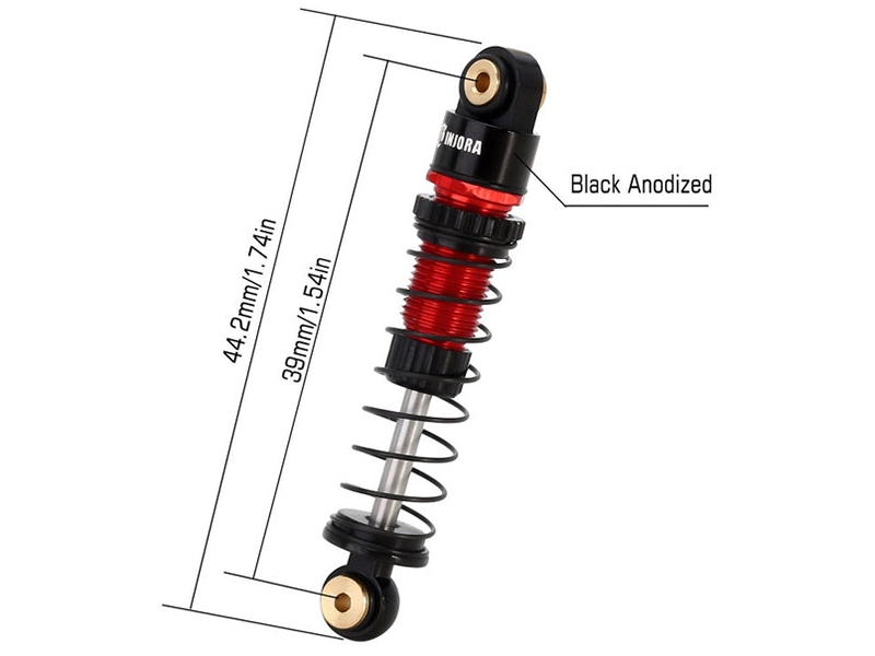 Injora 39mm Aluminum Threaded Oil Fill Shocks for Axial SCX24 FCX24M SCX24-131BR-4