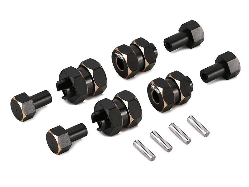 Injora 4PCS Black Brass Wheel Hex Hub +5mm Extenders for Axial SCX24 SCX24-54BK