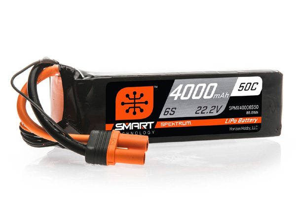 Spektrum 4000mAh 6S 22.2V 50C Smart LiPo Battery IC5 O-SPMX40006S50