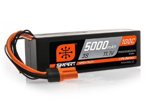 Spektrum 5000mAh 3S 11.1V 100C Smart LiPo Hardcase IC3 O-SPMX50003S100H3