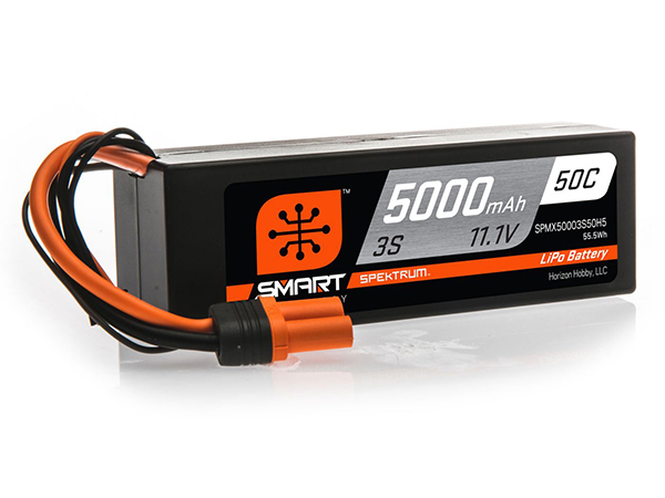 Spektrum 5000mAh 3S 11.1V 50C Smart LiPo Hardcase IC5 O-SPMX50003S50H5