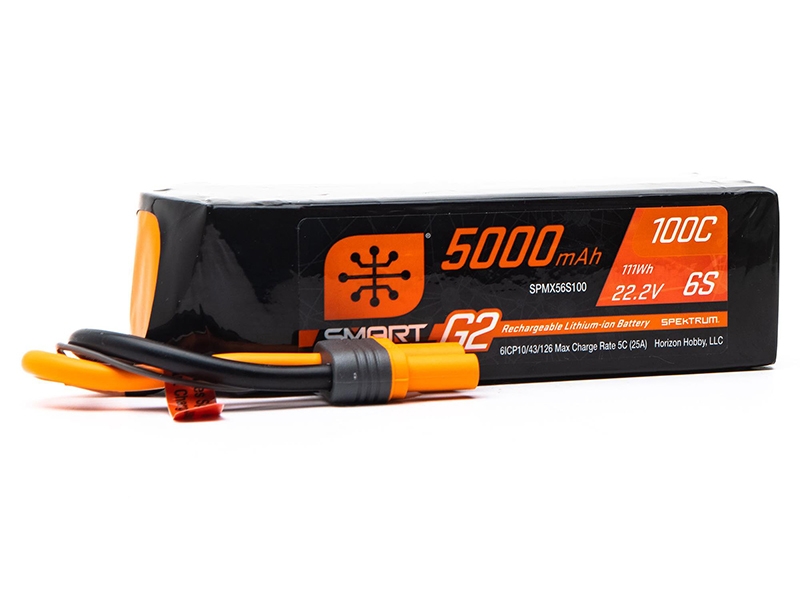 Spektrum 22.2V 5000mAh 6S 100C Smart G2 LiPo Battery: IC5 O-SPMX56S100