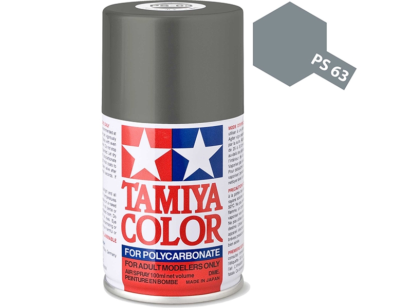 Tamiya PS-63 Bright Gun Metal Polycarbonate Spray Paint 86063