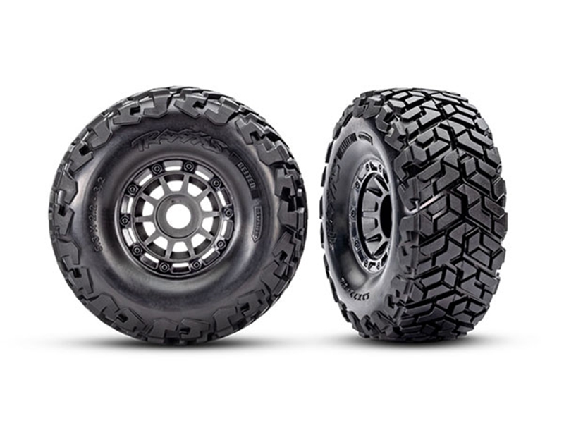 Traxxas Tyres and Wheels Assembled Charcoal Grey Wheels Maxx Slash Belted Tyres 2 17mm TRX10272 GRAY