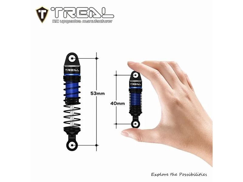 Treal Hobby TRX4M Shocks 53mm Oil-Filled Threaded Dampers (Blue) X003UW12GR