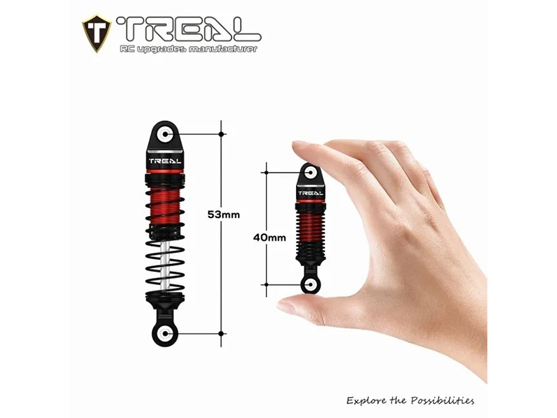 Treal Hobby TRX4M Shocks 53mm Oil-Filled Threaded Dampers (Red) X003UW121R