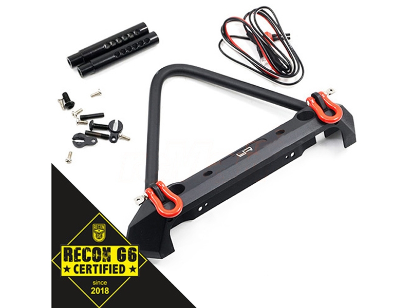 Yeah Racing Aluminium Front Bumper with LED Lights for SCX10 II/ SCX10 III/ TRX-4/ Venture/ BOM/ GS02F/ Ecto G6 Certified YA-0548